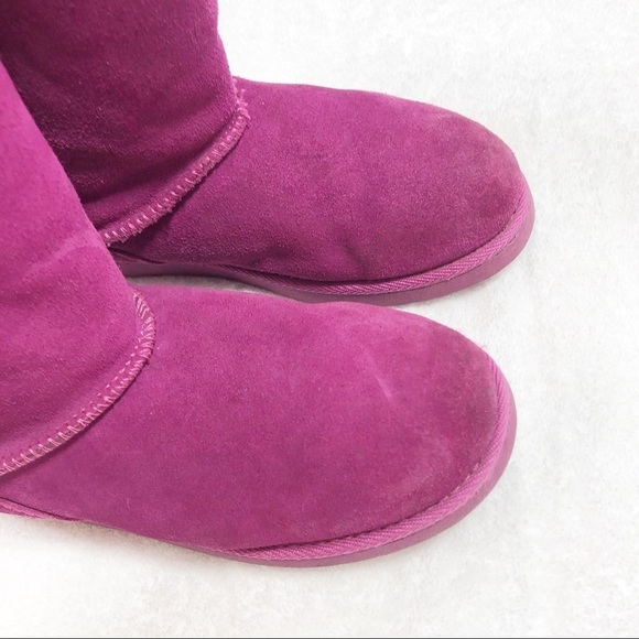 🔥SALE🔥 Fuchsia suede pull on faux fur lining boots kids Sz 3 - Picture 3 of 11